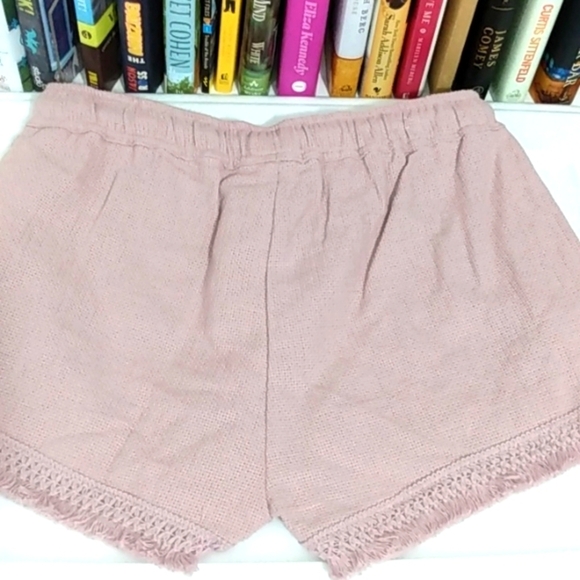BANJARA ANTHROPOLOGIE  ROSE GOLD TASSELED EDGE DRAWSTRING SHORTS SIZE SMALL NWT - Picture 5 of 6